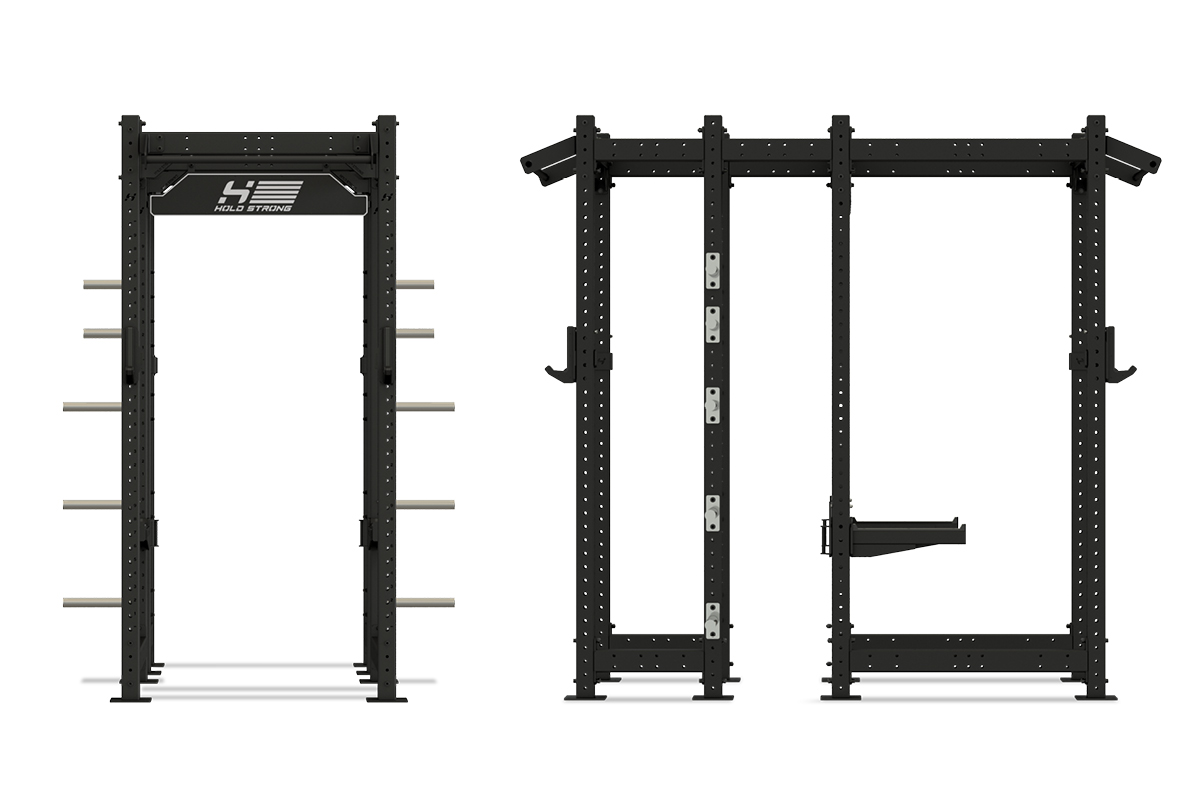 HOLD STRONG Fitness ELITE Double Rack inkl. J-Cups und Safety Spotter ...